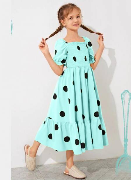 Sky Blue Colour SPOON Western Party Wear Latest Designer Rayon Cotton One Piece Baby Girls Collection SPOON 02